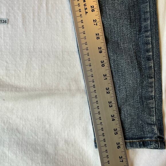 Wall Flower Women Skinny Jeans size 13 Blue Mid Rise Stretch Boot Cut - Picture 3 of 9